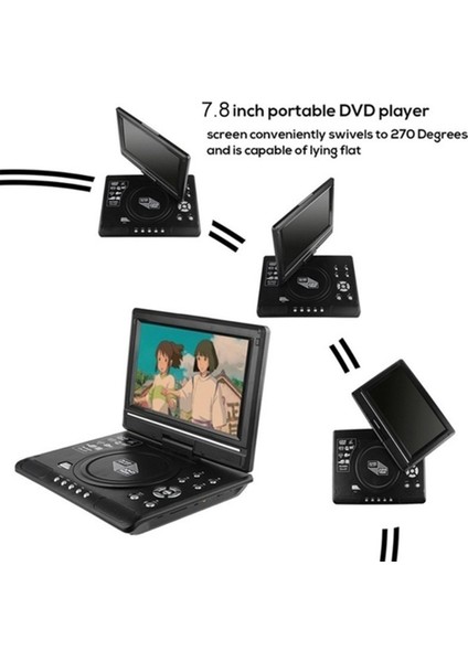 Taşınabilir 7.8 Inç Tv Ev Araba DVD Oynatıcı Hd VCD CD Mp3 Hd Evd Oynatıcı Tv/fm/usb/oyun Fonksiyonu-Ab Tak (Yurt Dışından) modelleri