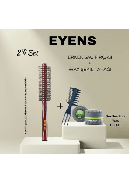 Profesyonel Erkek Fırça Tarak Seti 2'li - 150 ml Kavanoz Wax Hediye