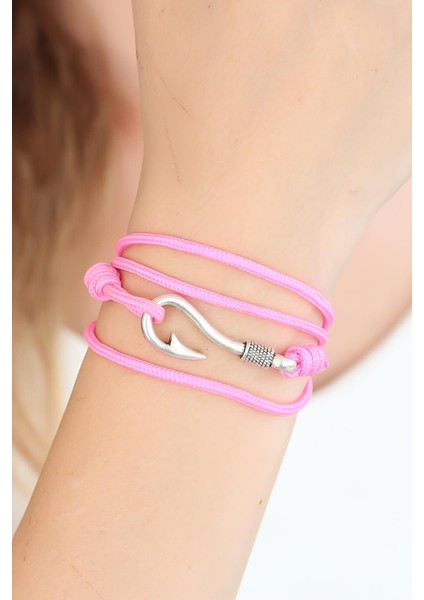 Pembe Renk Gümüş Metal Kancalı Kadın Çoklu Bileklik - TJ-BB2371-KS
