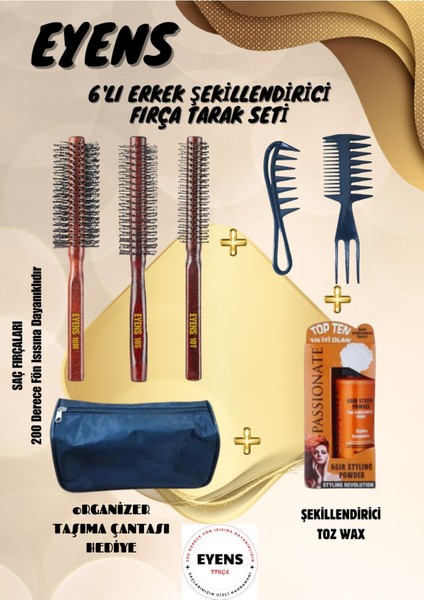 Çanta Hediyeli 4'lü Şekillendirme Seti - Saç Fırçası 200 Derece Fön Isısına Dayanıklıdır