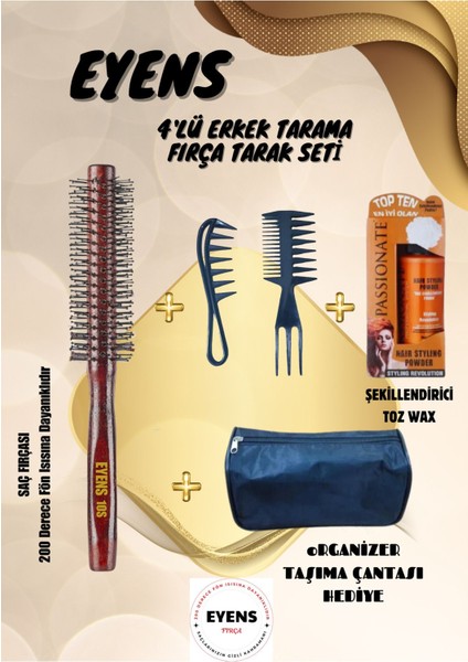 Çanta Hediyeli 4'lü Şekillendirme Seti - Saç Fırçası 200 Derece Fön Isısına Dayanıklıdır