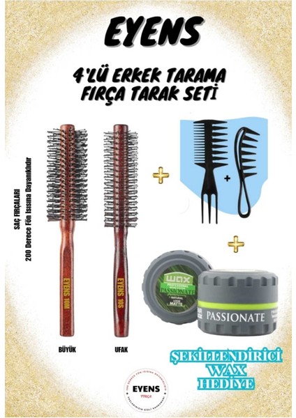 Fırça Tarak Seti 4'lü + 150 ml Kavanoz Wax