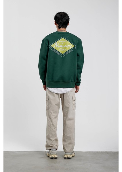 Yeşil Horizons Baskılı Sweatshirt