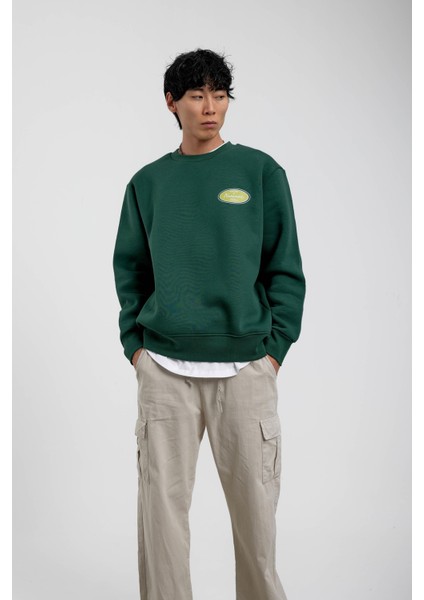 Yeşil Horizons Baskılı Sweatshirt indirimleri