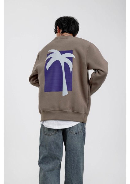 Vizon Holiday Palmiye Baskılı Sweatshirt