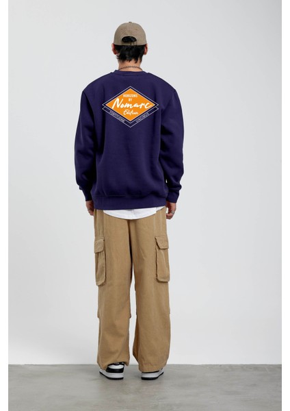 Lacivert Horizons Baskılı Sweatshirt