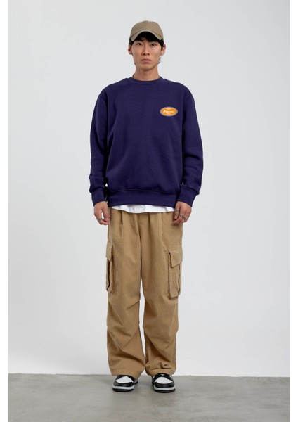 Lacivert Horizons Baskılı Sweatshirt fırsatları