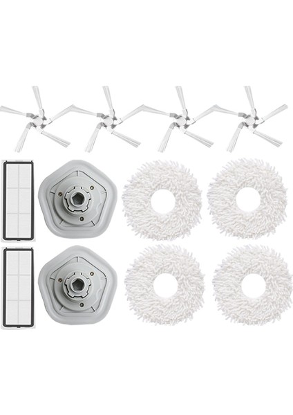 12 Adet Yedek Yedek Parça Yıkanabilir Hepa Filtre Paspas Bezi Yan Fırça W10/W10 Pro Robotlu Süpürge (Yurt Dışından)