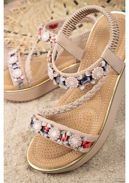 İbiza Anatomik Fashion Taşlı Günlük Kadın Sandalet