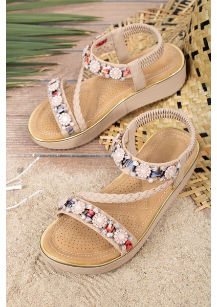 İbiza Anatomik Fashion Taşlı Günlük Kadın Sandalet