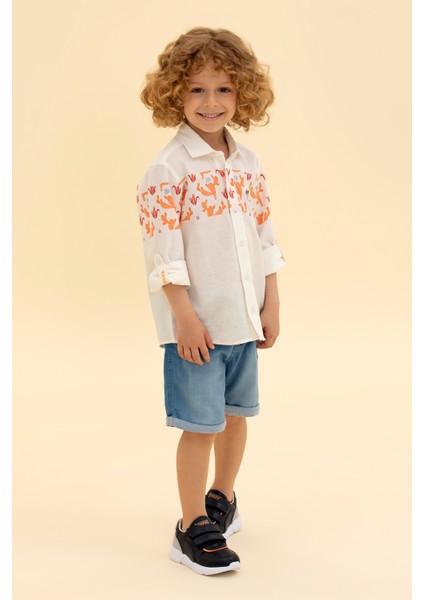Erkek Çocuk Turuncu Gömlek Desenli 50264502-VR051