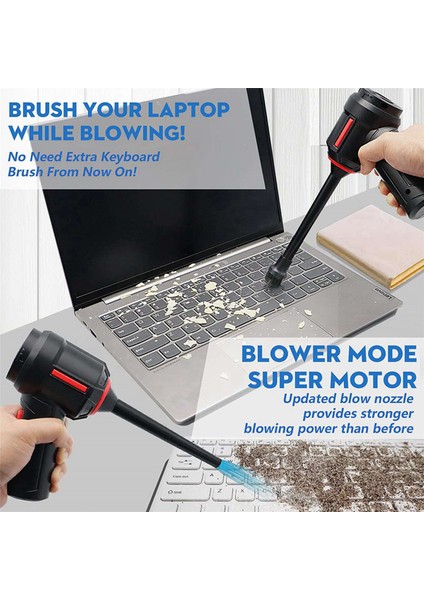2x 3'ü 1 Arada Bilgisayar Süpürgesi, Basınçlı Hava Duster Üfleyici, Taşınabilir El Tipi Elektrikli Süpürge Akülü Şarj Edilebilir (Yurt Dışından) fiyatları