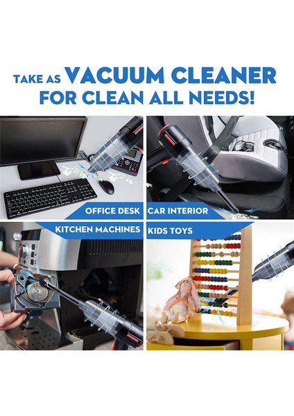 2x 3'ü 1 Arada Bilgisayar Süpürgesi, Basınçlı Hava Duster Üfleyici, Taşınabilir El Tipi Elektrikli Süpürge Akülü Şarj Edilebilir (Yurt Dışından) indirimleri