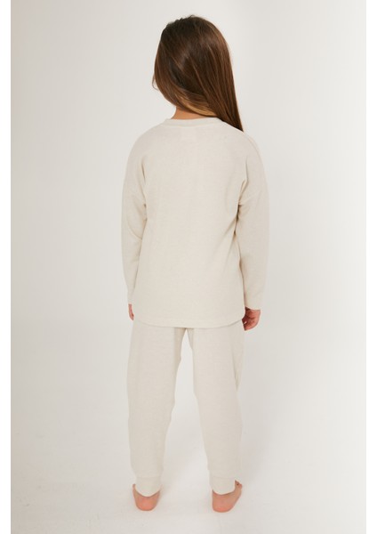 Kız Çocuk Krem Pijama Takım 50285867-VR071