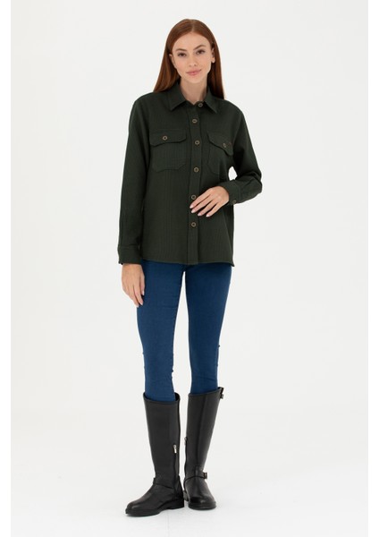Kadın Haki Gömlek Desenli 50271466-VR027 fırsatları