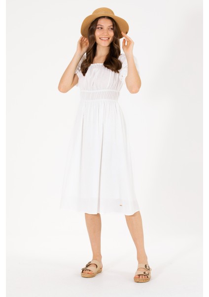 Kadın Beyaz Elbise (Dokuma) 50262477-VR013
