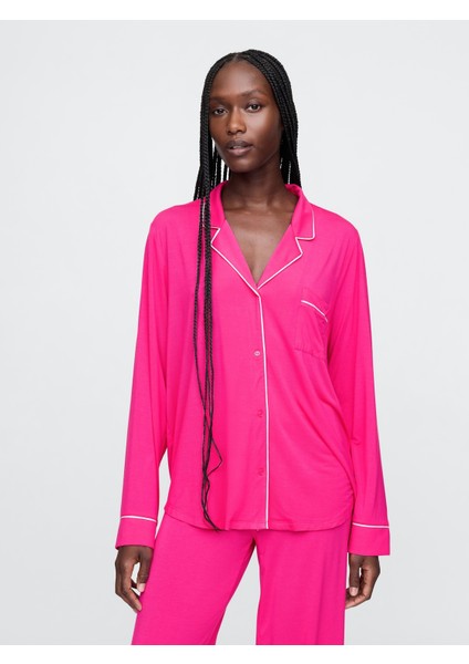 Kadın Koyu Pembe Modal Pijama Üstü