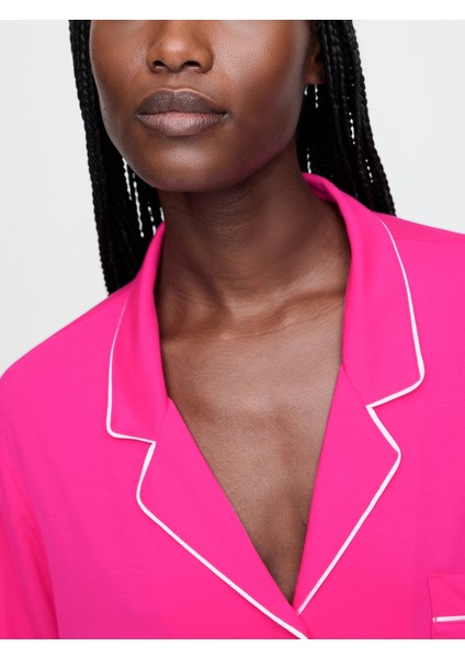 Kadın Koyu Pembe Modal Pijama Üstü modelleri