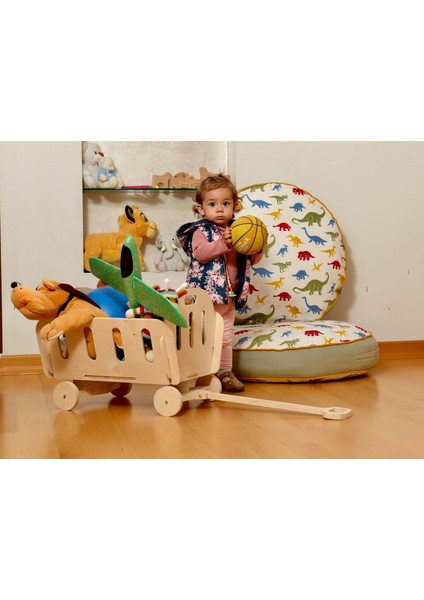 Montessori Ahşap Oyuncak Kutusu | Tekerlekli Dekoratif Ahşap Kolay Taşınabilir Oyuncak Kutusu fiyatları