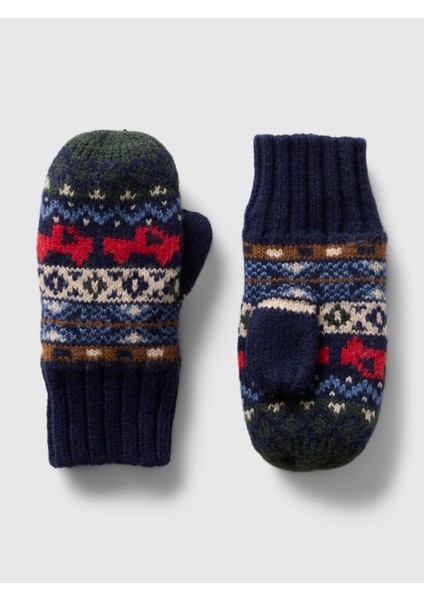 Bebek Lacivert Cashsoft Fair Isle Eldiven