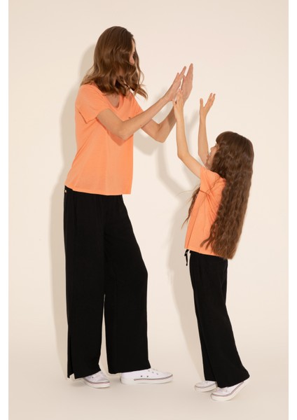 Kız Çocuk Siyah Pantolon (Kanvas-Chino) 50288857-VR046