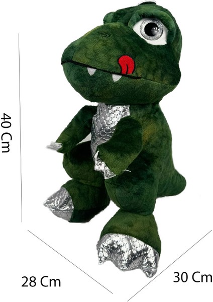 Yumuşak Peluş Oyuncak Sevimli T Rex 40CM Dinazor Oyuncak Yeşil