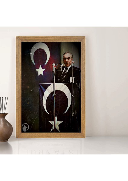 Başbuğ Alparslan Türkeş Tablo, Çerçeveli Cam Tablo 30X45 cm