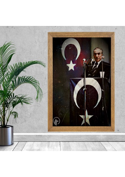 Başbuğ Alparslan Türkeş Tablo, Çerçeveli Cam Tablo 30X45 cm