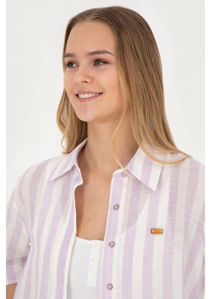 Kadın Lila Gömlek Desenli 50288408-VR034