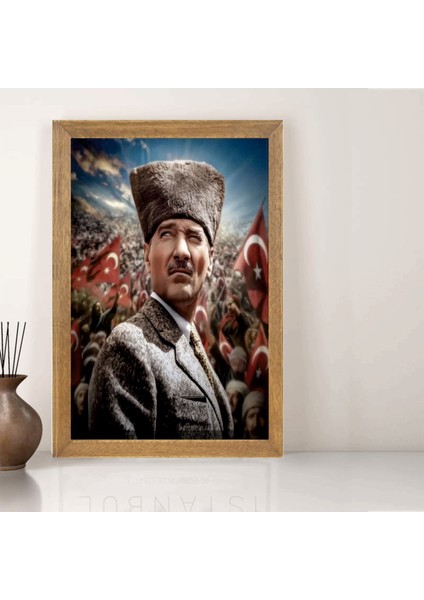 Mustafa Kemal Atatürk Tablo, Çerçeveli Cam Tablo 30X45 cm