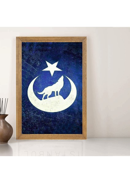 Türk Bayrağı, Türkçü Tablo, Çerçeveli Cam Tablo 20X30 cm