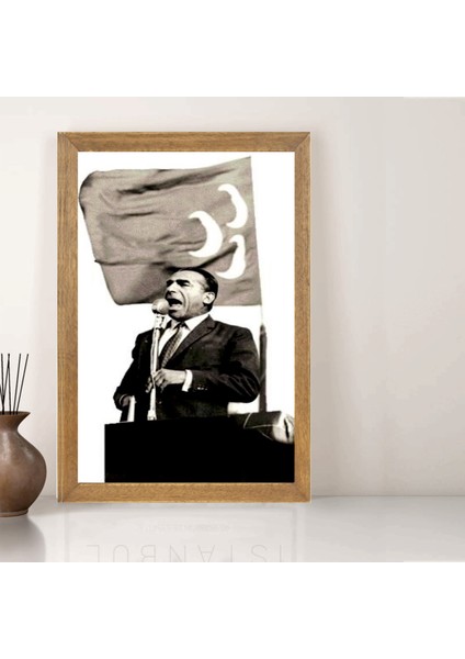 Başbuğ Alparslan Türkeş Tablo, Çerçeveli Cam Tablo 20X30 cm