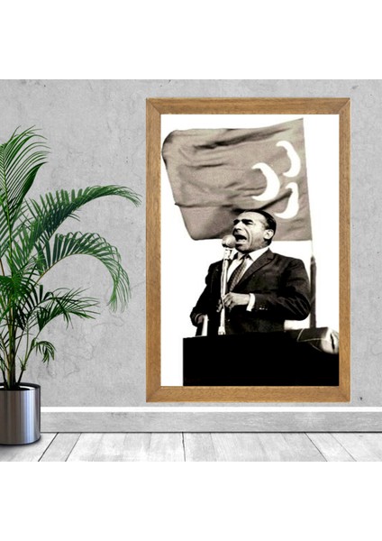 Başbuğ Alparslan Türkeş Tablo, Çerçeveli Cam Tablo 20X30 cm