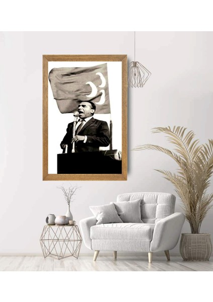 Başbuğ Alparslan Türkeş Tablo, Çerçeveli Cam Tablo 20X30 cm