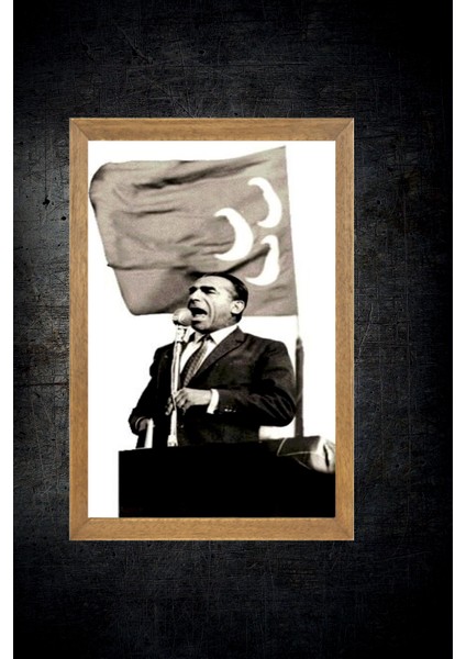 Başbuğ Alparslan Türkeş Tablo, Çerçeveli Cam Tablo 20X30 cm