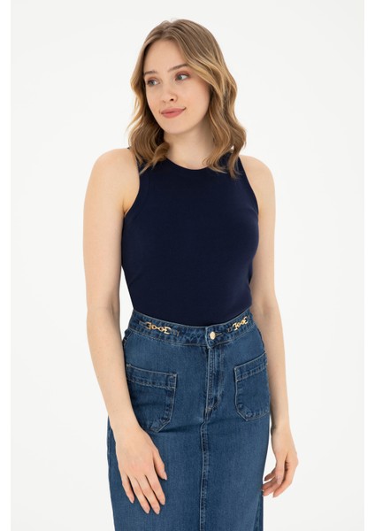 Kadın Lacivert Tişört Basic 50280072-VR033
