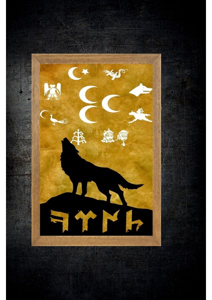 Türk Bayrağı, Türkçü, Bozkurt Tablo, Çerçeveli Cam Tablo 30X45 cm fırsatları