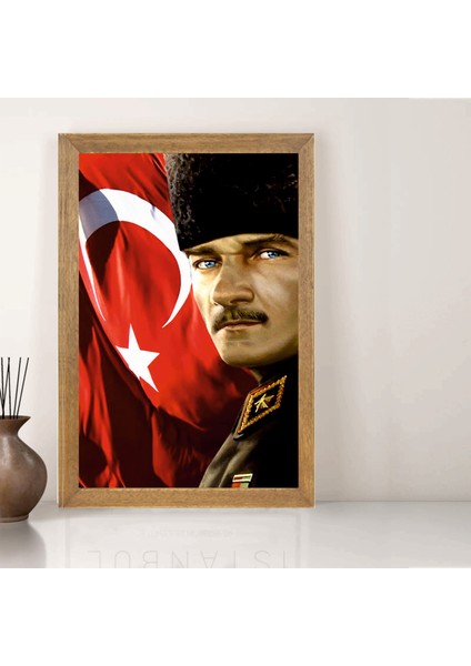 Mustafa Kemal Atatürk Tablo, Çerçeveli Cam Tablo 30X45 cm