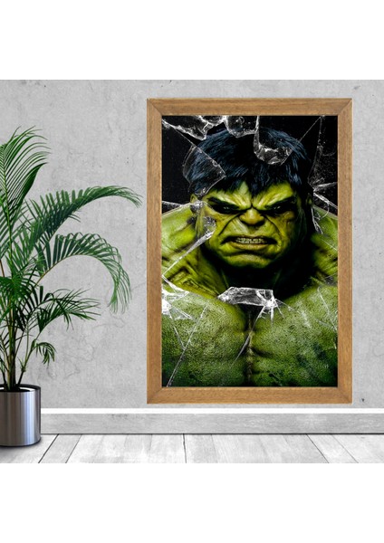 Marvel Hulk Tablo, Çerçeveli Cam Tablo 30X45 cm
