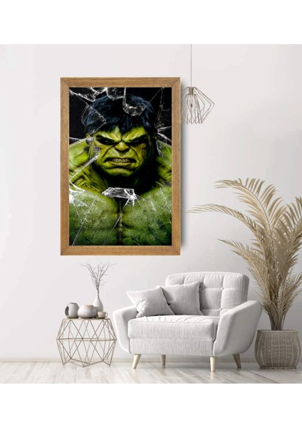 Marvel Hulk Tablo, Çerçeveli Cam Tablo 30X45 cm