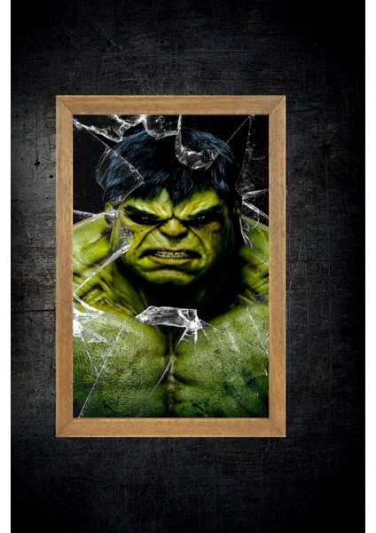 Marvel Hulk Tablo, Çerçeveli Cam Tablo 30X45 cm