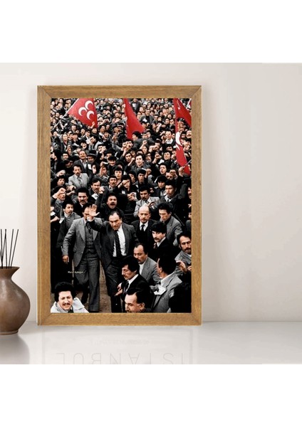 Başbuğ Alparslan Türkeş Tablo, Çerçeveli Cam Tablo 20X30 cm