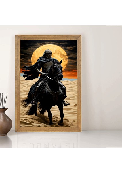 Kuru Kafa Şövalye Tablo, Çerçeveli Cam Tablo 30X45 cm