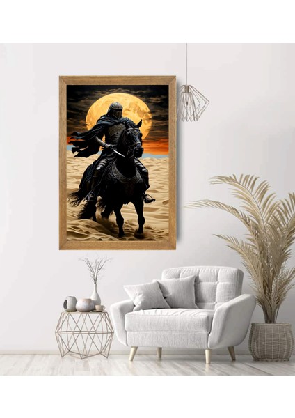 Kuru Kafa Şövalye Tablo, Çerçeveli Cam Tablo 30X45 cm