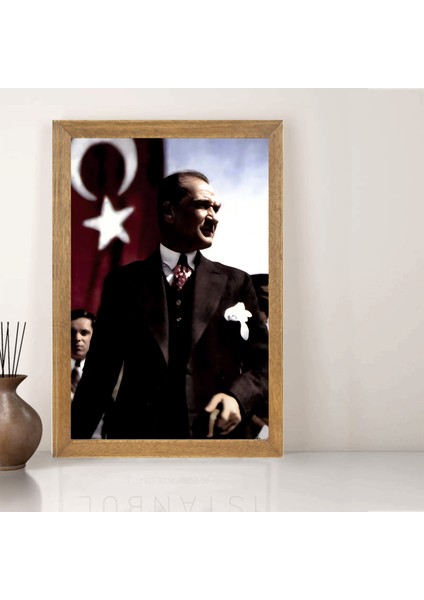 Mustafa Kemal Atatürk Tablo, Çerçeveli Cam Tablo 30X45 cm