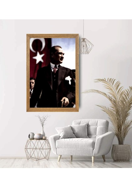 Mustafa Kemal Atatürk Tablo, Çerçeveli Cam Tablo 30X45 cm