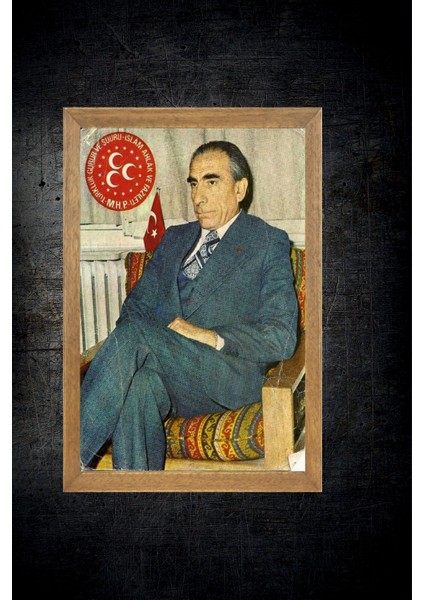 Başbuğ Alparslan Türkeş Tablo, Çerçeveli Cam Tablo 20X30 cm