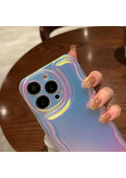 Apple iPhone 15 Pro Uyumlu Puff Hologram Silikon Kılıf