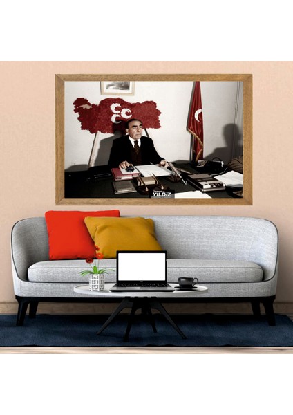 Başbuğ Alparslan Türkeş Tablo, Çerçeveli Cam Tablo 20X30 cm