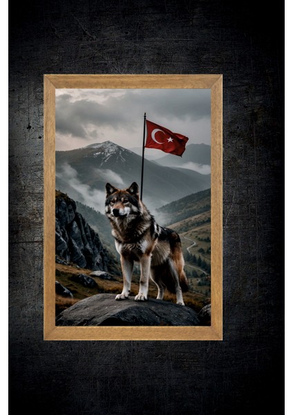 Türk Bayrağı, Türkçü, Bozkurt Tablo, Çerçeveli Cam Tablo 20X30 cm fırsatları